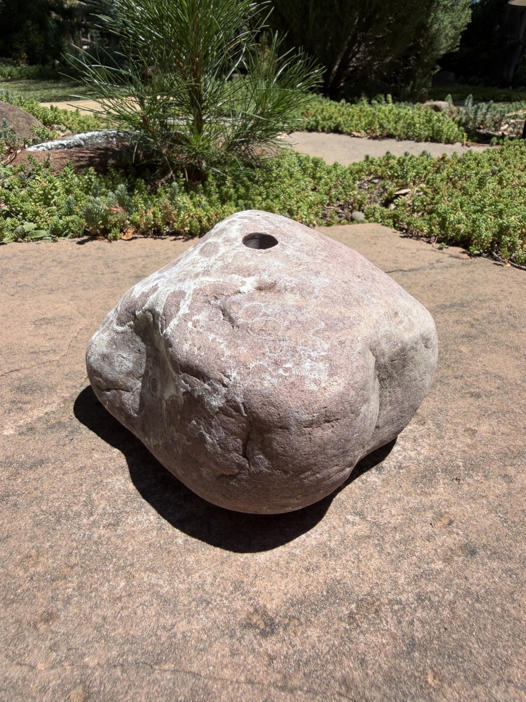 Natural Fountain Stone - Round River Rock Bird Bath for a Bubbling Fountain (6" tall)