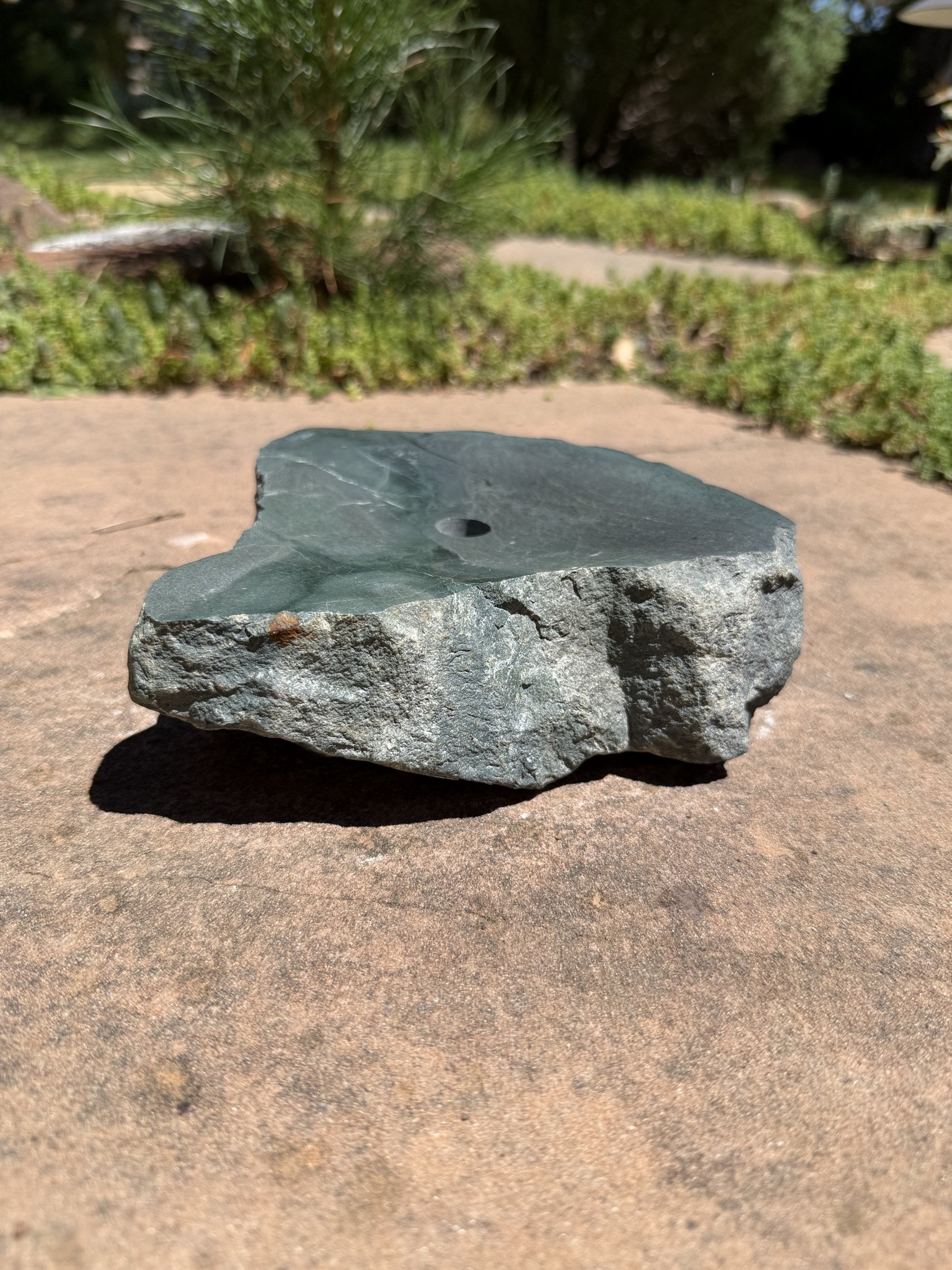 Hand-Polished Stone Bird Bath - Smooth River Rock for a Bubbling Fountain (7"x7"x2")