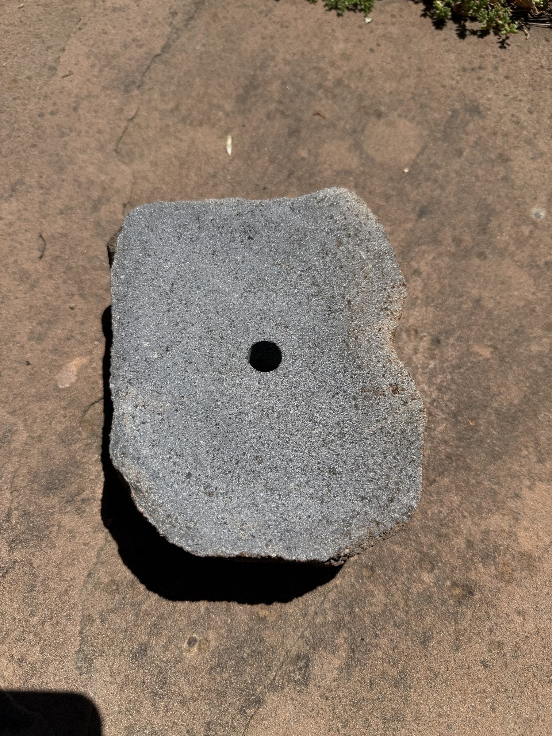 Drilled Rock Bird Bath Fountain - Natural Bubbling Stone for Hummingbirds (7" wide, 2-1/2" tall)