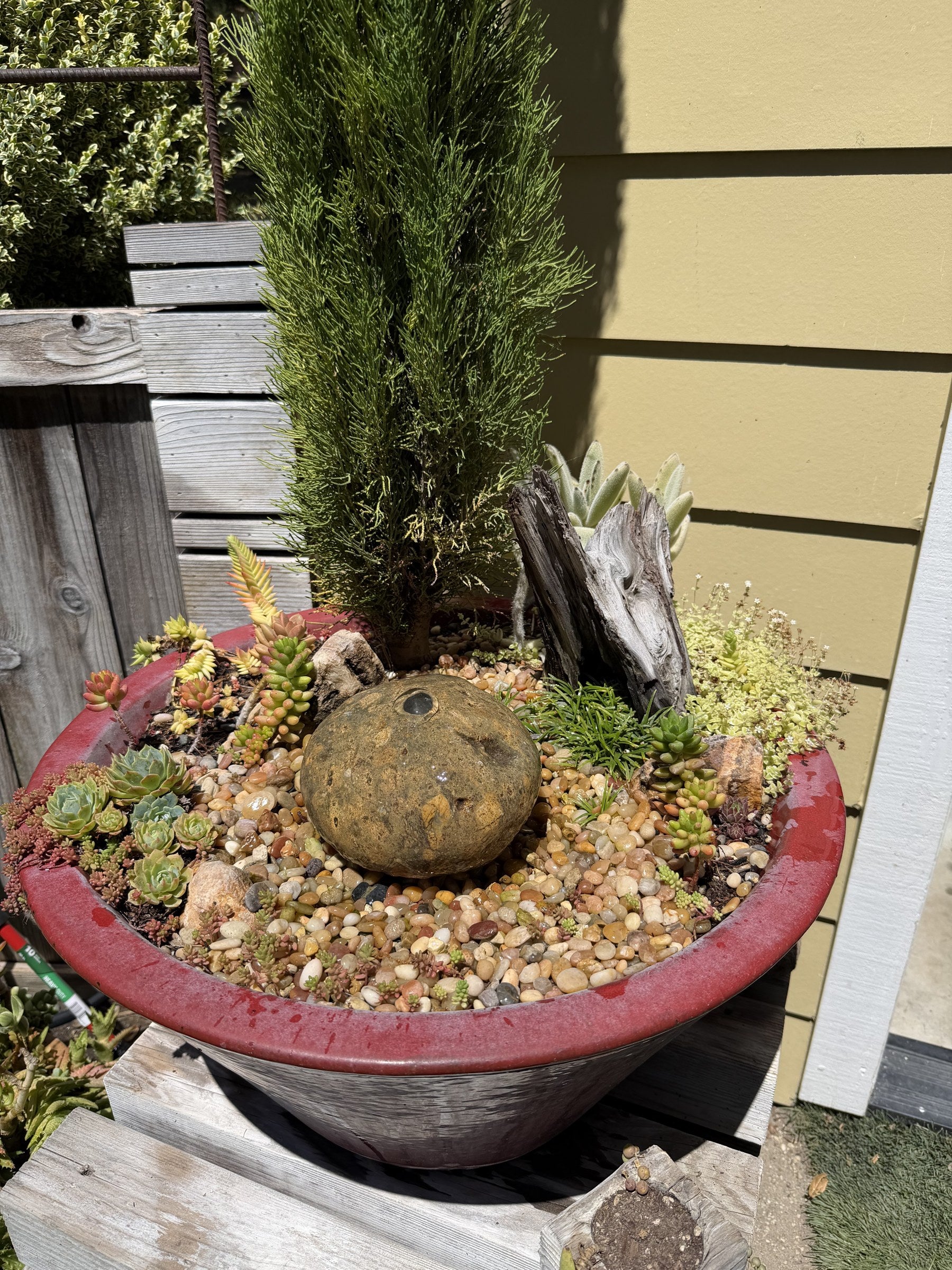 Natural Fountain Stone - River Rock Bird Bath for a Bubbling Water Fountain (6" tall)