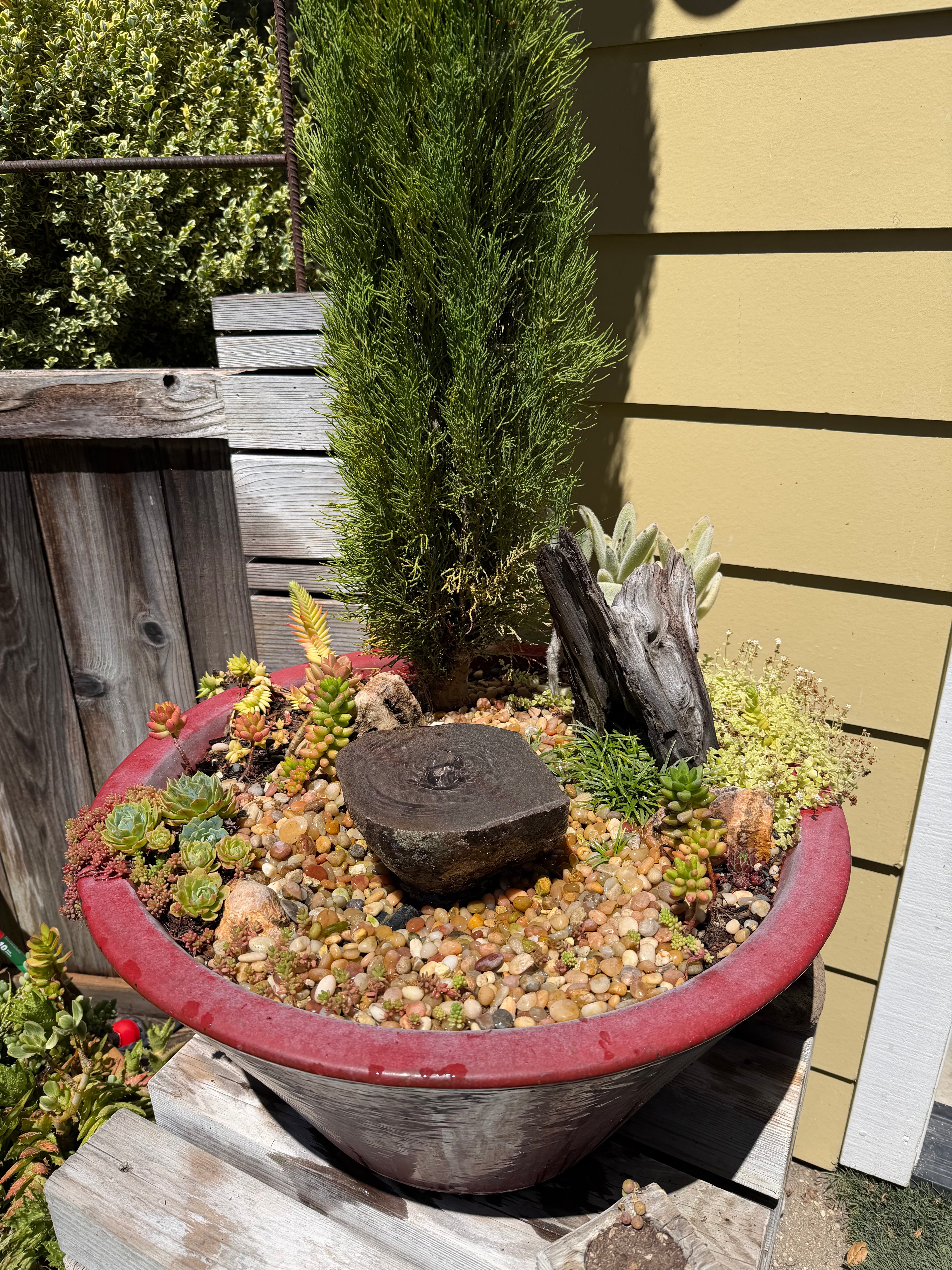 Drilled Fountain Stone — 6"x6"x3" high