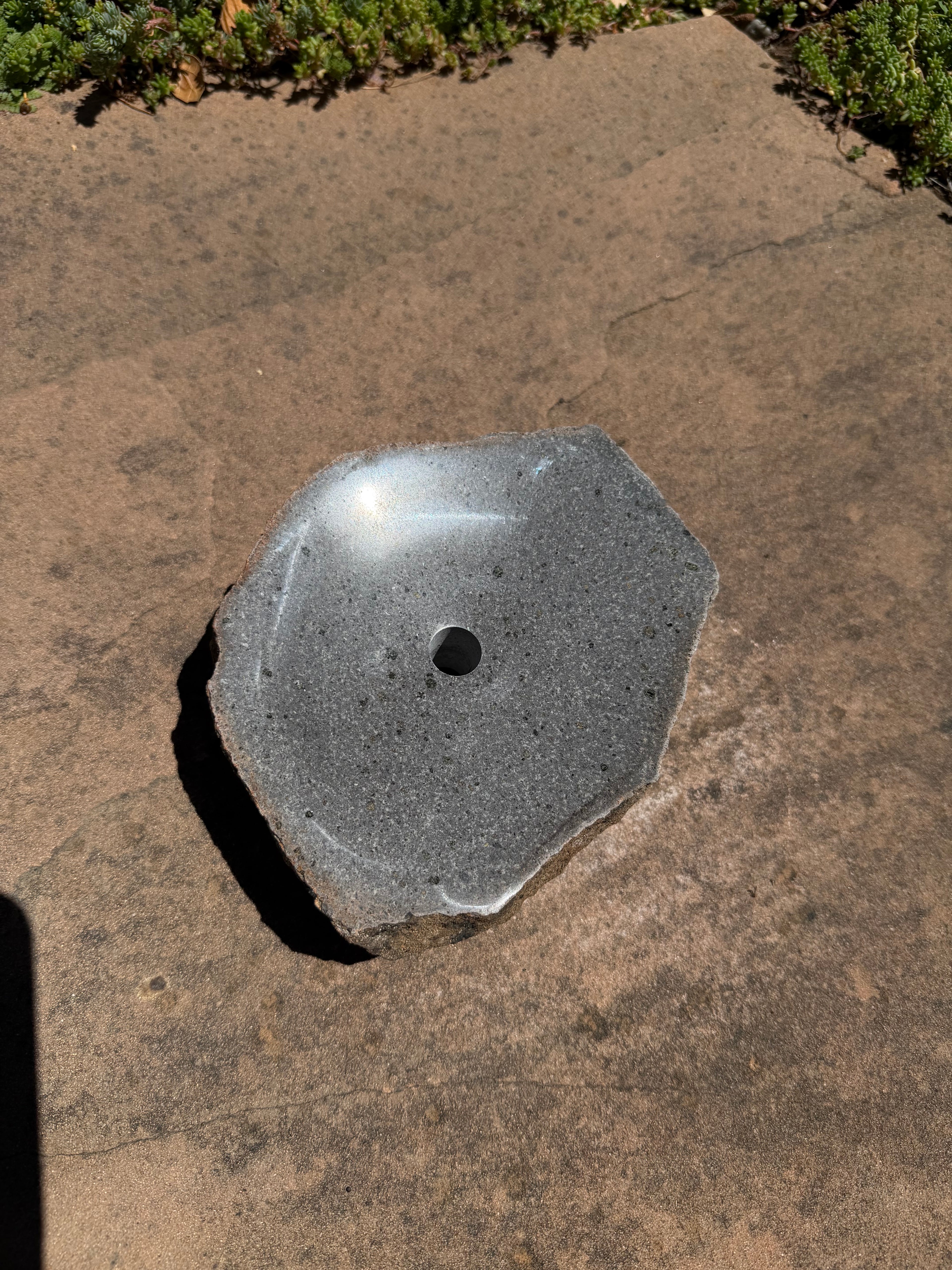 Hand-Polished Fountain Stone — 6-1/2"x6"x2" tall