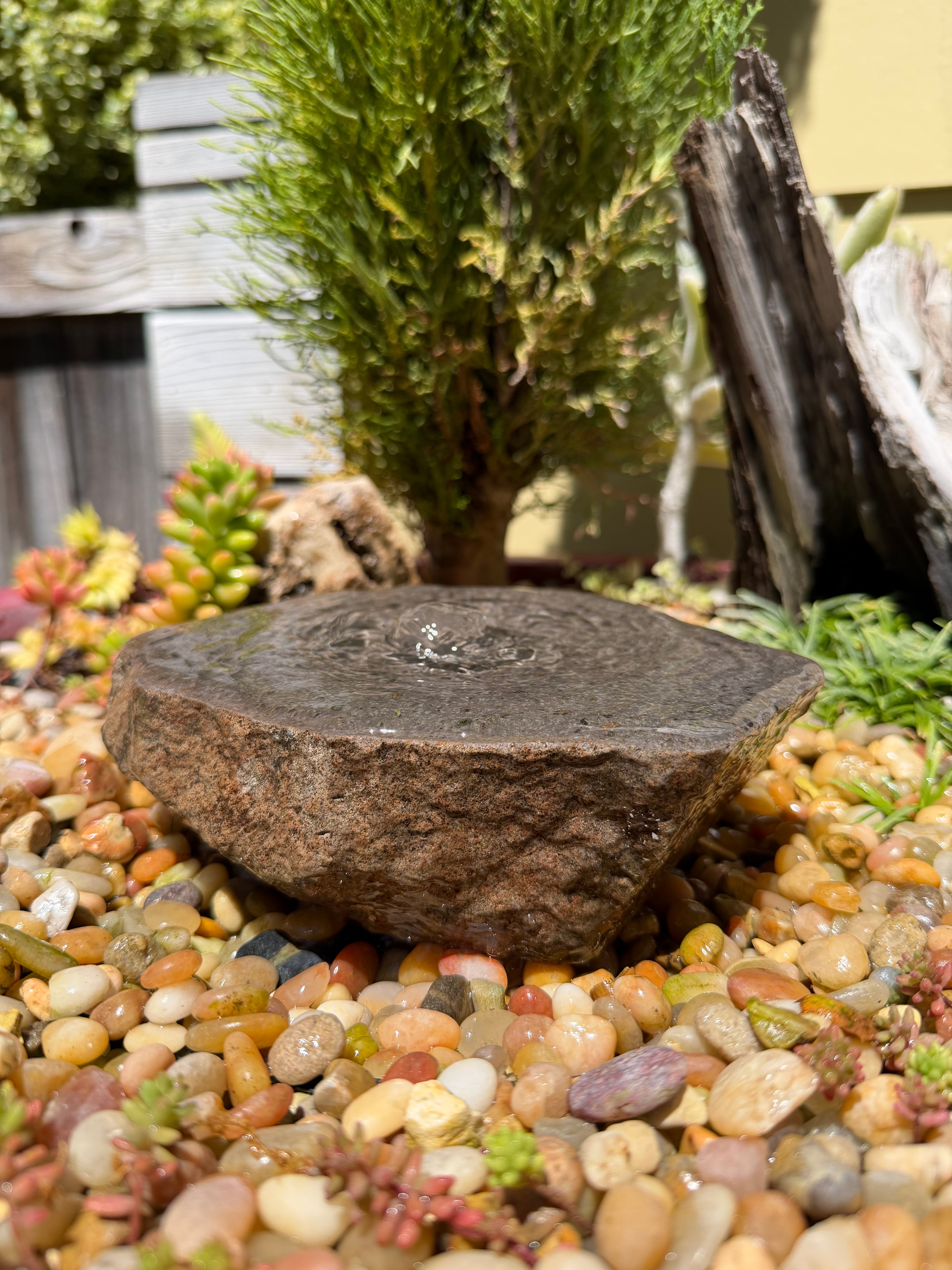 Hand-Polished Fountain Stone — 6-1/2"x6"x2" tall