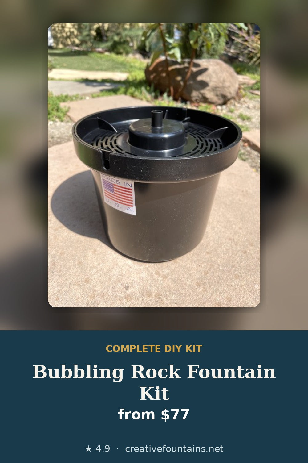 Fountain basin and pump kit for a DIY rock fountain, Creative WaterWorks