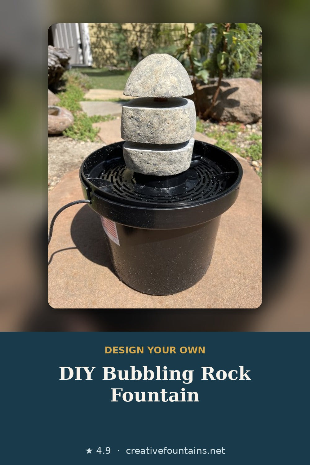 DIY bubbling rock fountain in a garden, Creative WaterWorks
