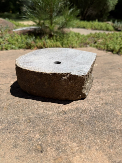 Drilled Rock Bird Bath Fountain - Natural Bubbling Stone for Hummingbirds (6" wide, 2-1/2" tall)