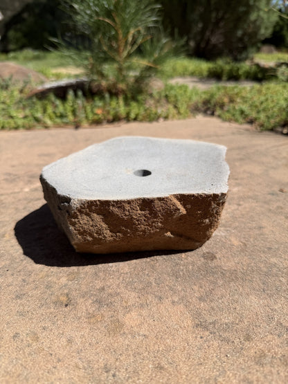 Drilled Rock Bird Bath Fountain - Natural Bubbling Stone for Hummingbirds (6-1/2"x6"x2")