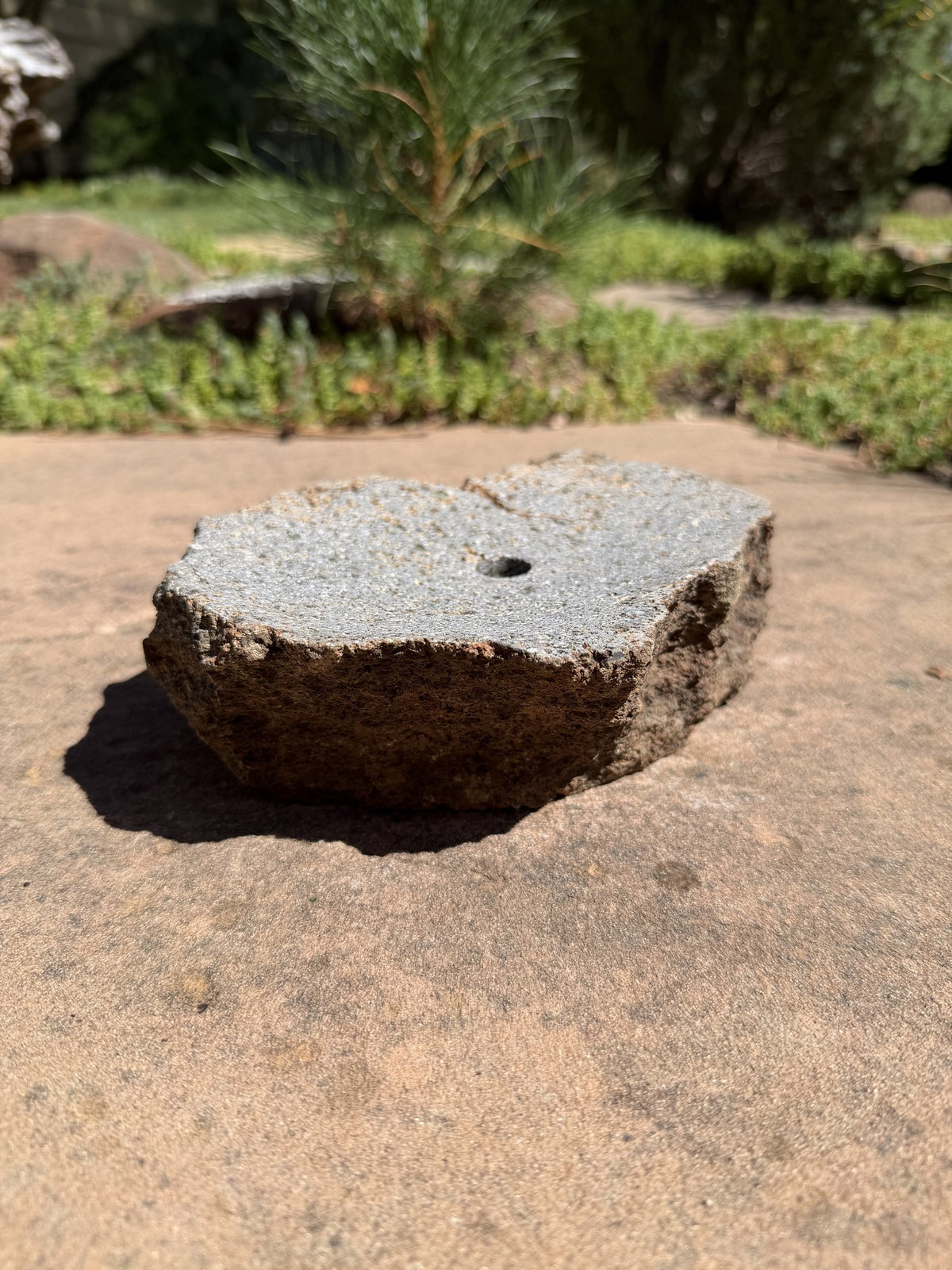 Drilled Rock Bird Bath Fountain - Natural Bubbling Stone for Hummingbirds (7"x6"x2-1/2")