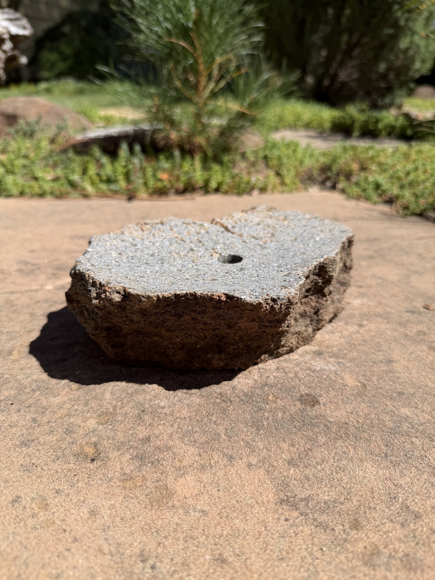 Drilled Rock Bird Bath Fountain - Natural Bubbling Stone for Hummingbirds (7"x6"x2-1/2")