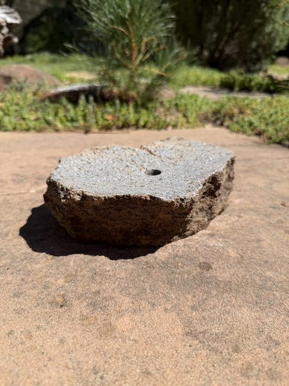 Drilled Rock Bird Bath Fountain - Natural Bubbling Stone for Hummingbirds (7"x6"x2-1/2")