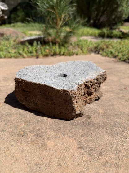Drilled Rock Bird Bath Fountain - Natural Bubbling Stone for Hummingbirds (7"x5-1/2"x2")