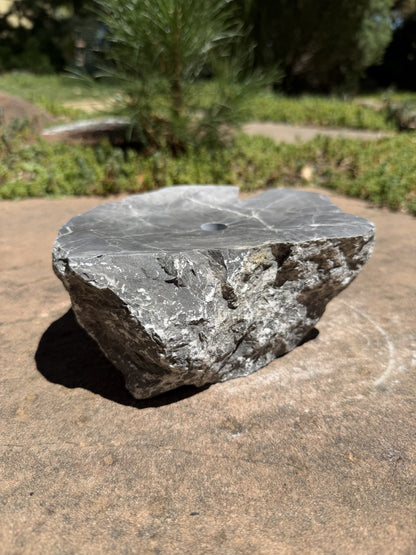 Hand-Polished River Stone Bird Bath - Smooth Polished Rock for a Bubbling Fountain (7"x6"x3")
