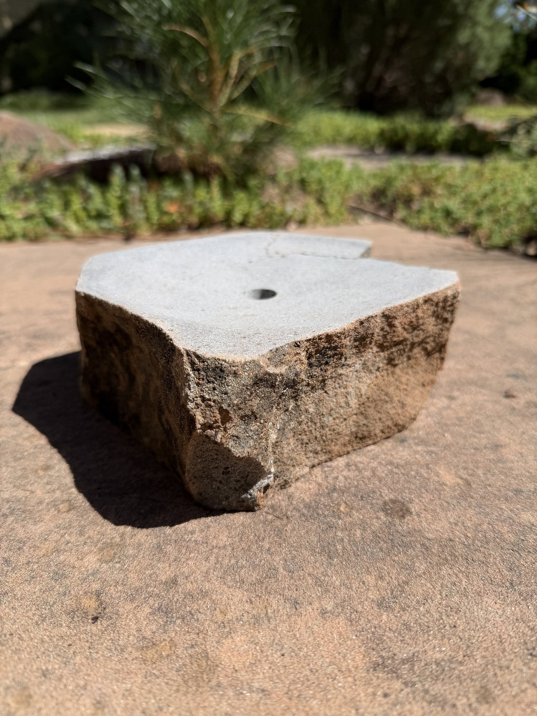 Drilled Rock Bird Bath Fountain - Natural Bubbling Stone for Hummingbirds (6-1/2"x6"x2-1/2")