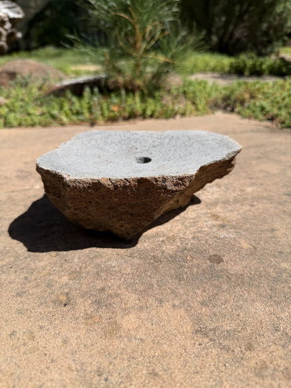 Drilled Rock Bird Bath Fountain - Natural Bubbling Stone for Hummingbirds (6-1/2"x5-1/2"x2-1/2")
