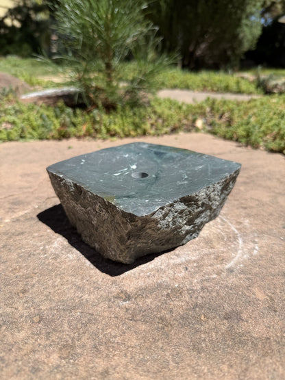 Hand-Polished Stone Bird Bath - Smooth River Rock for a Bubbling Fountain (6"x6"x2-1/2")