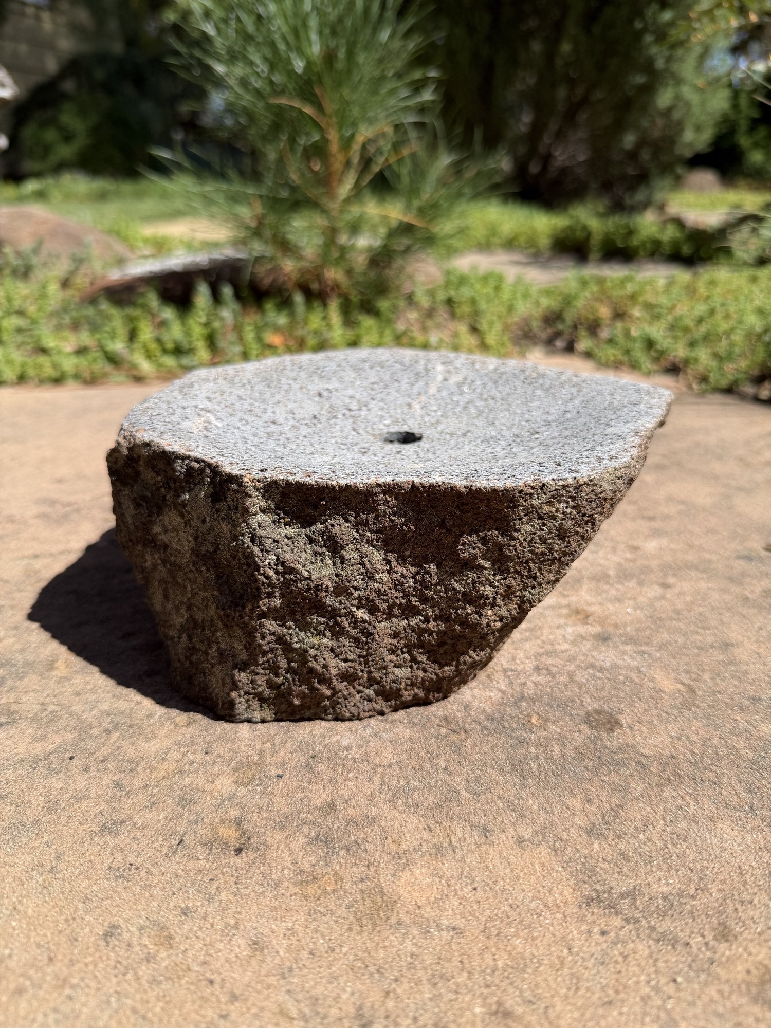Drilled Rock Bird Bath Fountain - Natural Bubbling Stone for Hummingbirds (7-1/2"x7"x3")