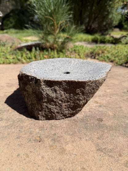 Drilled Rock Bird Bath Fountain - Natural Bubbling Stone for Hummingbirds (7-1/2"x7"x3")