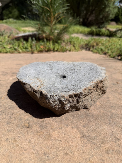 Drilled Rock Bird Bath Fountain - Natural Bubbling Stone for Hummingbirds (8"x7"x2")