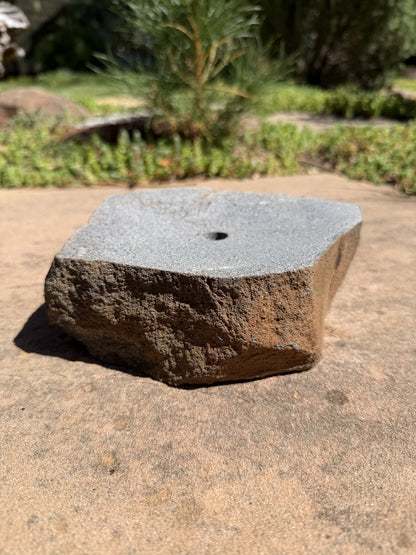 Drilled Rock Bird Bath Fountain - Natural Bubbling Stone for Hummingbirds (7"x6-1/2"x2")