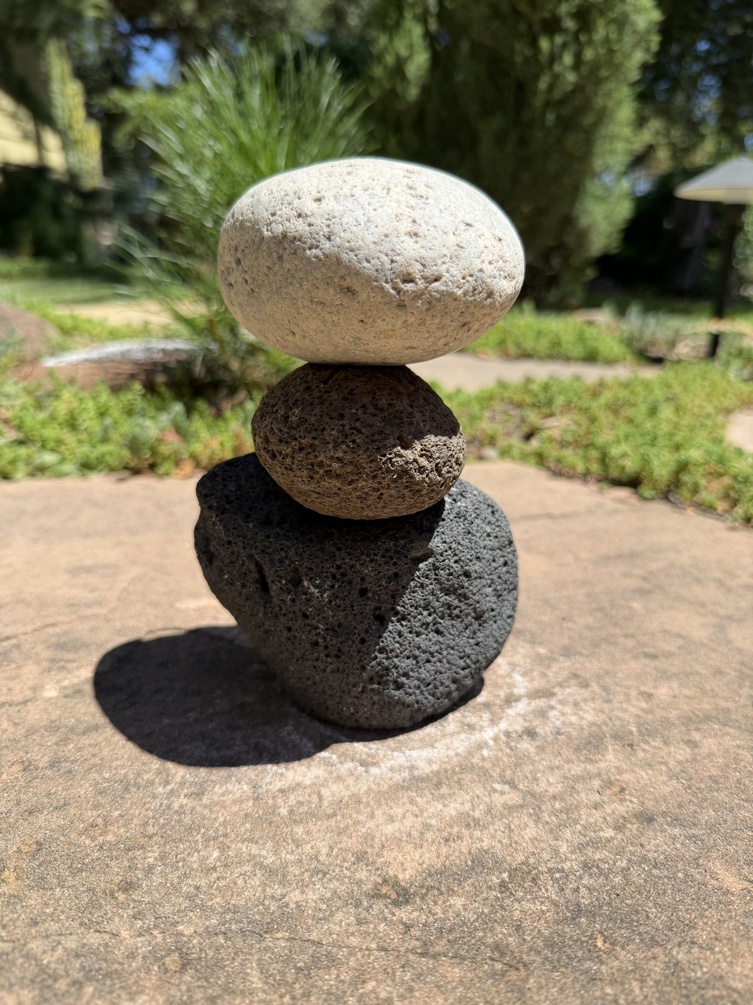 Stacked Rock Fountain - Natural Stone Rock Stack Water Feature for Garden &amp; Patio (5" wide, 7" tall)
