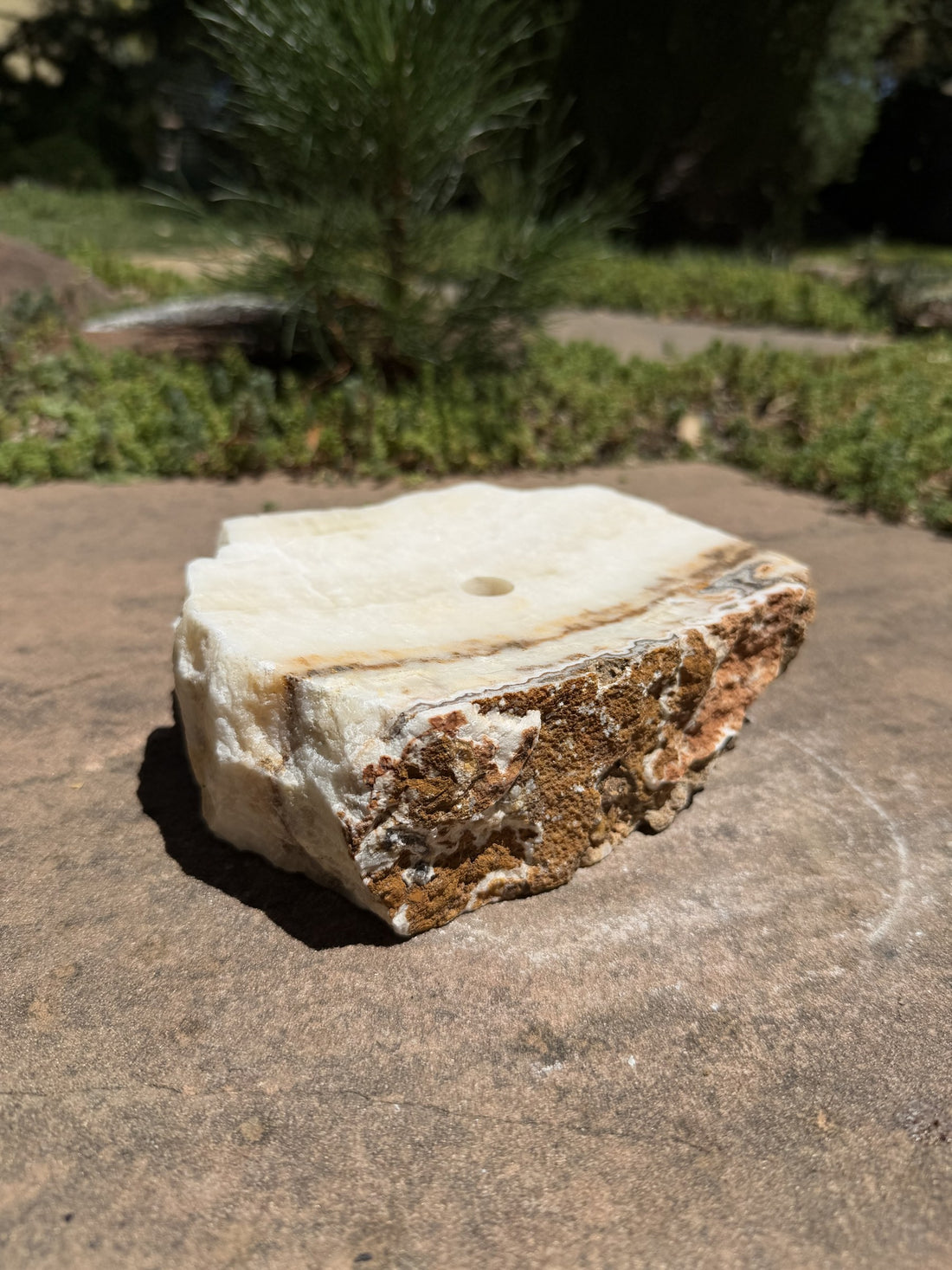 Hand-Polished Stone Bird Bath - Smooth River Rock for a Bubbling Fountain (7"x6"x2-1/2")