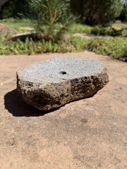 Drilled Rock Bird Bath Fountain - Natural Bubbling Stone for Hummingbirds (7"x6"x2-1/2")