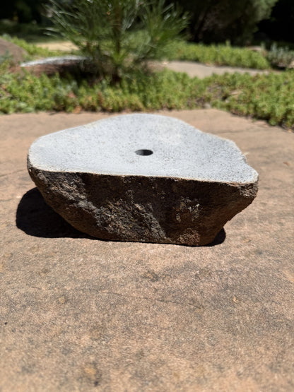 Drilled Rock Bird Bath Fountain - Natural Bubbling Stone for Hummingbirds (7" wide, 2" tall)
