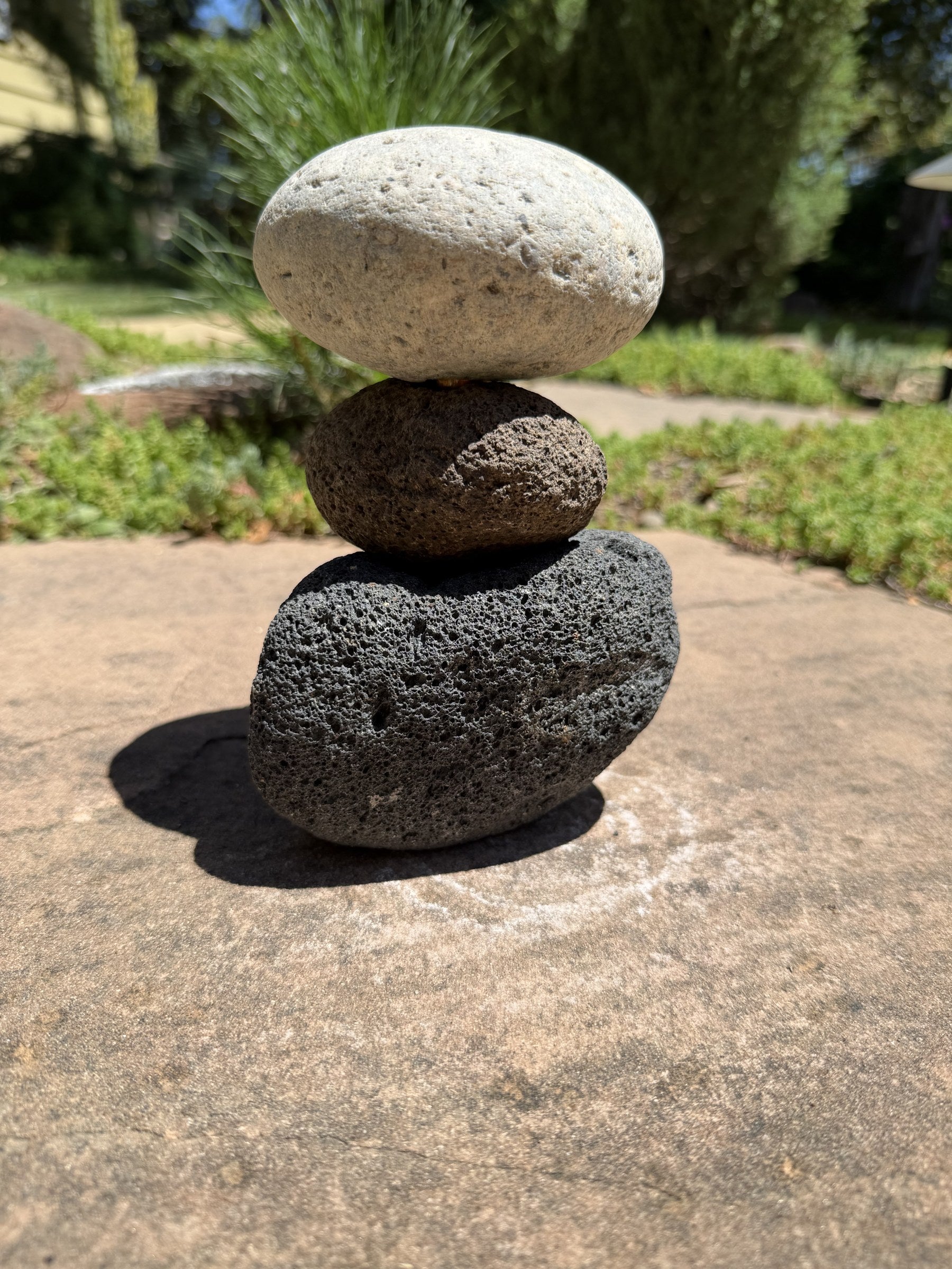 Stacked Rock Fountain - Natural Stone Rock Stack Water Feature for Garden &amp; Patio (5" wide, 7" tall)