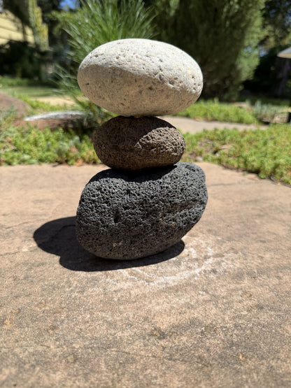 Stacked Rock Fountain - Natural Stone Rock Stack Water Feature for Garden &amp; Patio (5" wide, 7" tall)