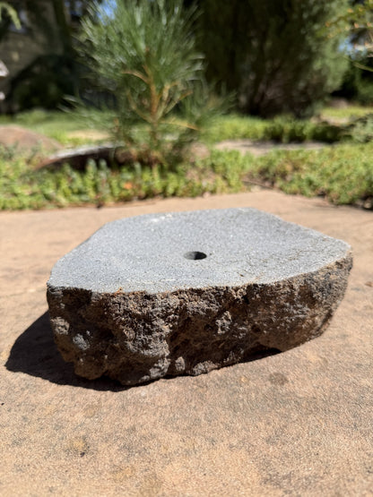 Drilled Rock Bird Bath Fountain - Natural Bubbling Stone for Hummingbirds (7"x6-1/2"x2")