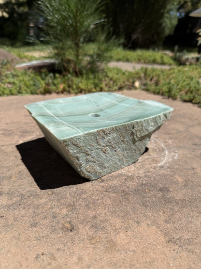 Hand-Polished Stone Bird Bath - Smooth River Rock for a Bubbling Fountain (7"x5-1/2"x2-1/2")
