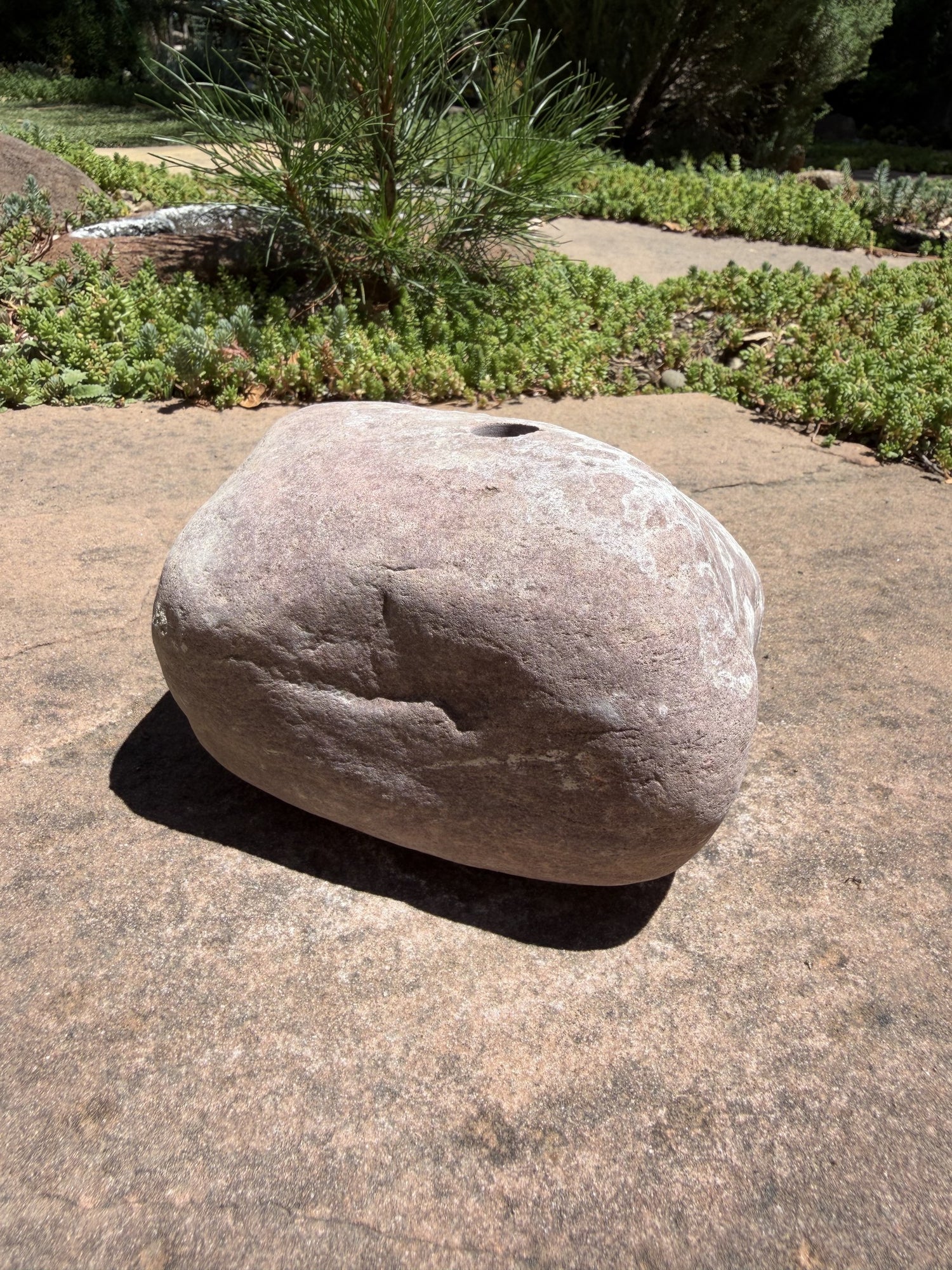 Natural Fountain Stone - Round River Rock Bird Bath for a Bubbling Fountain (6" tall)