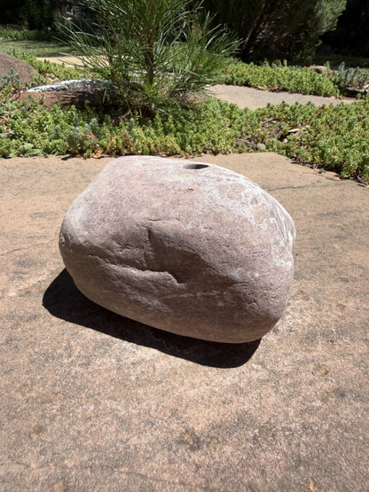 Natural Fountain Stone - Round River Rock Bird Bath for a Bubbling Fountain (6" tall)