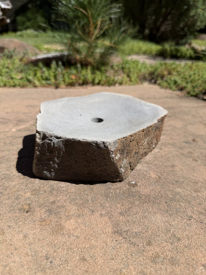 Drilled Rock Bird Bath Fountain - Natural Bubbling Stone for Hummingbirds (6-1/2"x6"x2-1/2") II