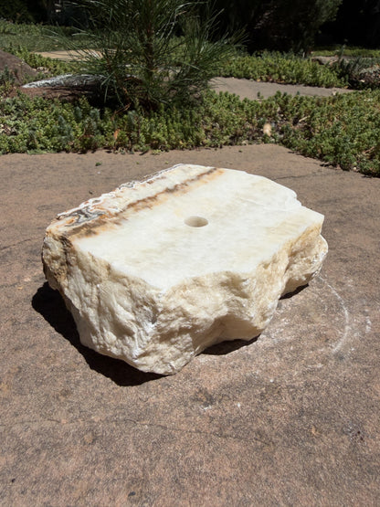 Hand-Polished Stone Bird Bath - Smooth River Rock for a Bubbling Fountain (7"x6"x2-1/2")