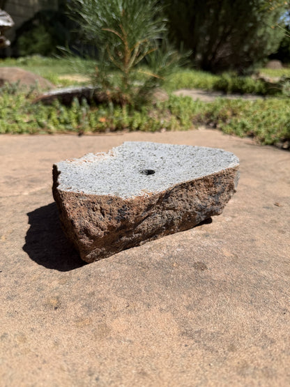 Drilled Rock Bird Bath Fountain - Natural Bubbling Stone for Hummingbirds (7"x5-1/2"x2")