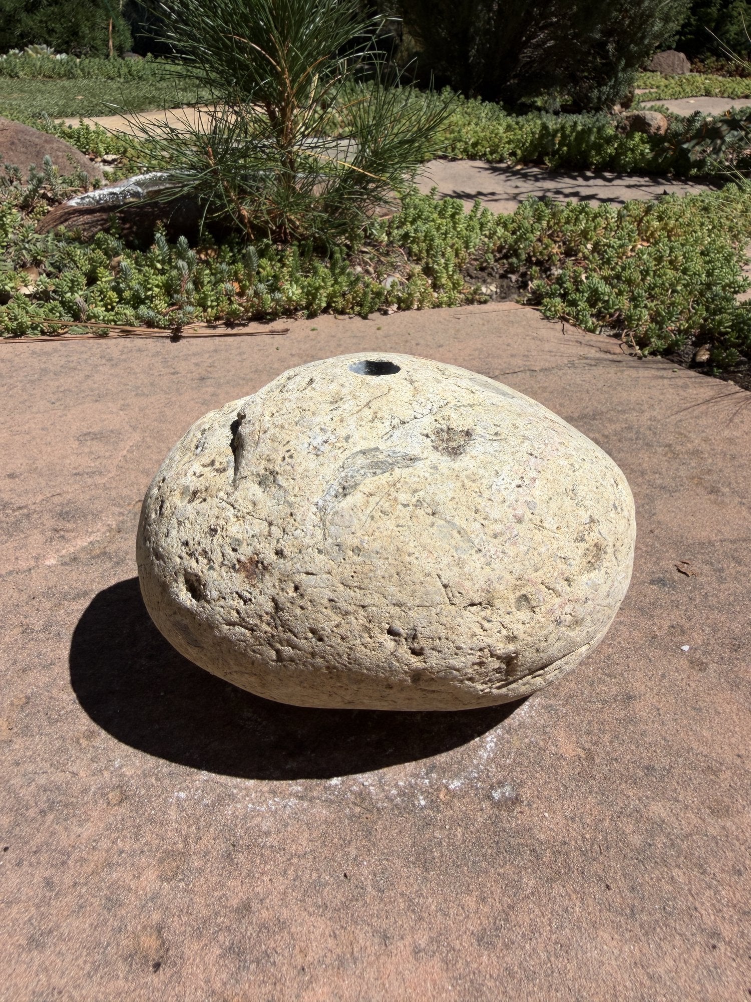 Natural Fountain Stone - River Rock Bird Bath for a Bubbling Water Fountain (6-1/2"x5")