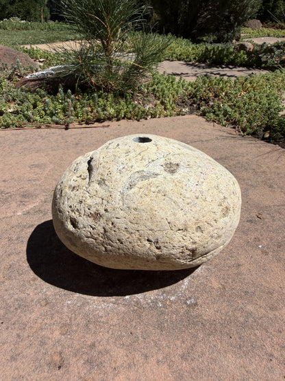 Natural Fountain Stone - River Rock Bird Bath for a Bubbling Water Fountain (6-1/2"x5")