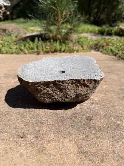 Drilled Rock Bird Bath Fountain - Natural Bubbling Stone for Hummingbirds (6-1/2"x5-1/2"x2-1/2")