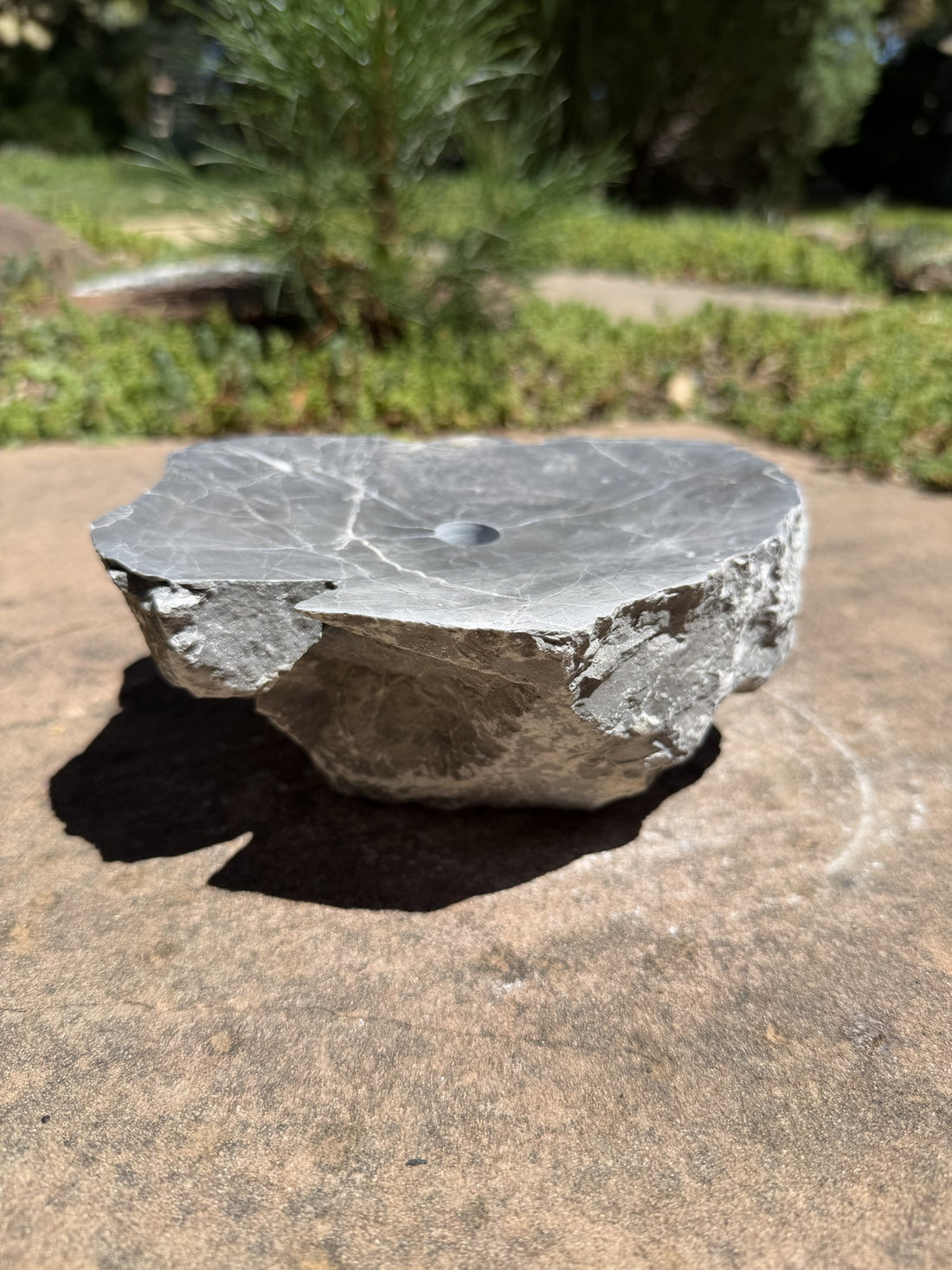 Hand-Polished River Stone Bird Bath - Smooth Polished Rock for a Bubbling Fountain (7"x6"x3")