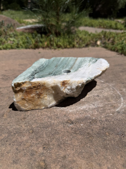 Hand-Polished Stone Bird Bath - Smooth River Rock for a Bubbling Fountain (7"x5"x2")