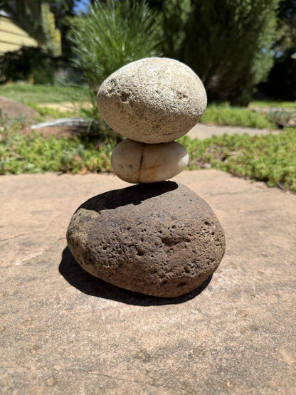 Stacked Rock Fountain - Natural Stone Rock Stack Water Feature for Garden &amp; Patio (6" wide, 7" tall)