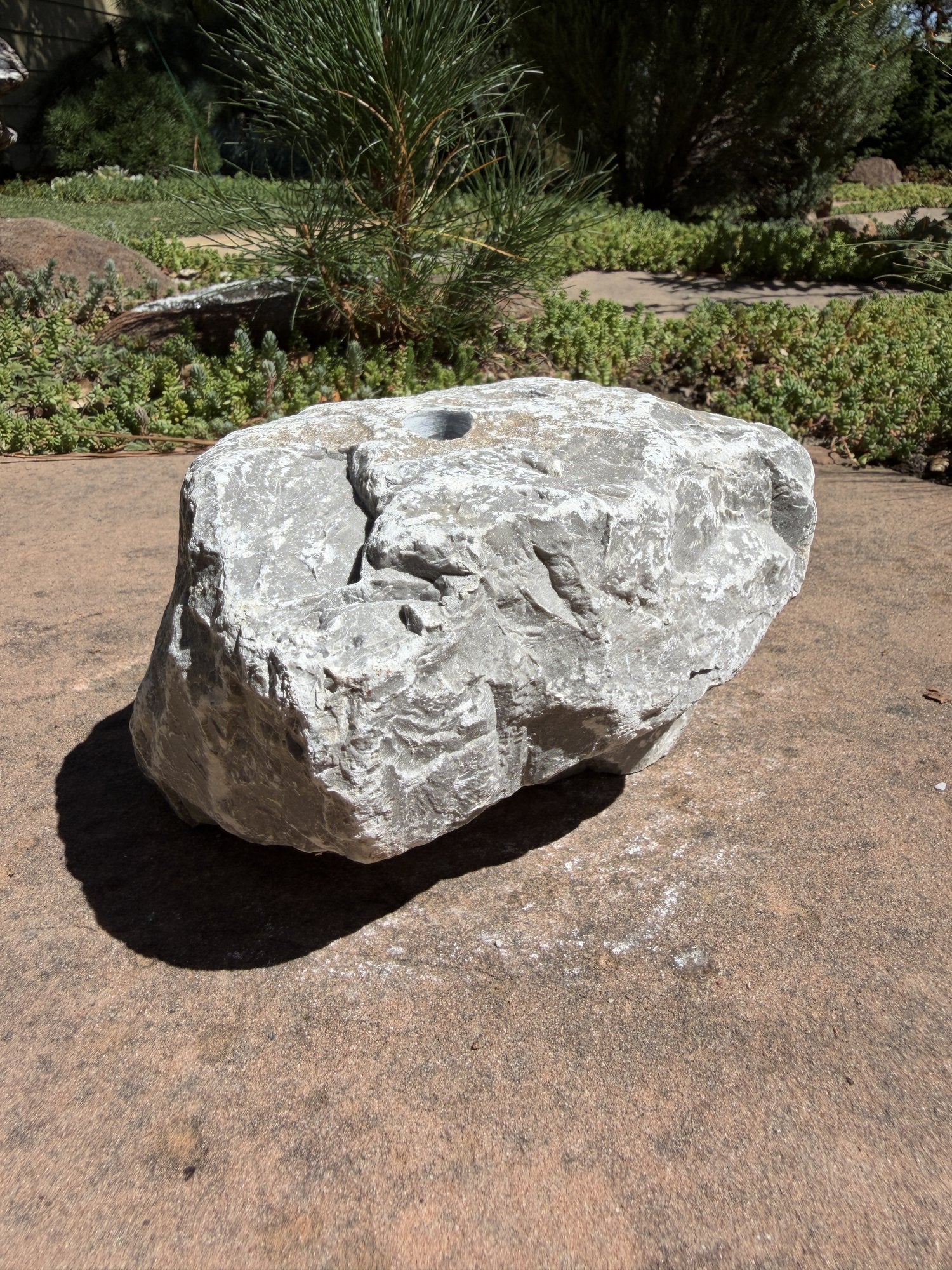 Natural Fountain Stone - River Rock Bird Bath for a Bubbling Water Fountain (7"x5-1/2")