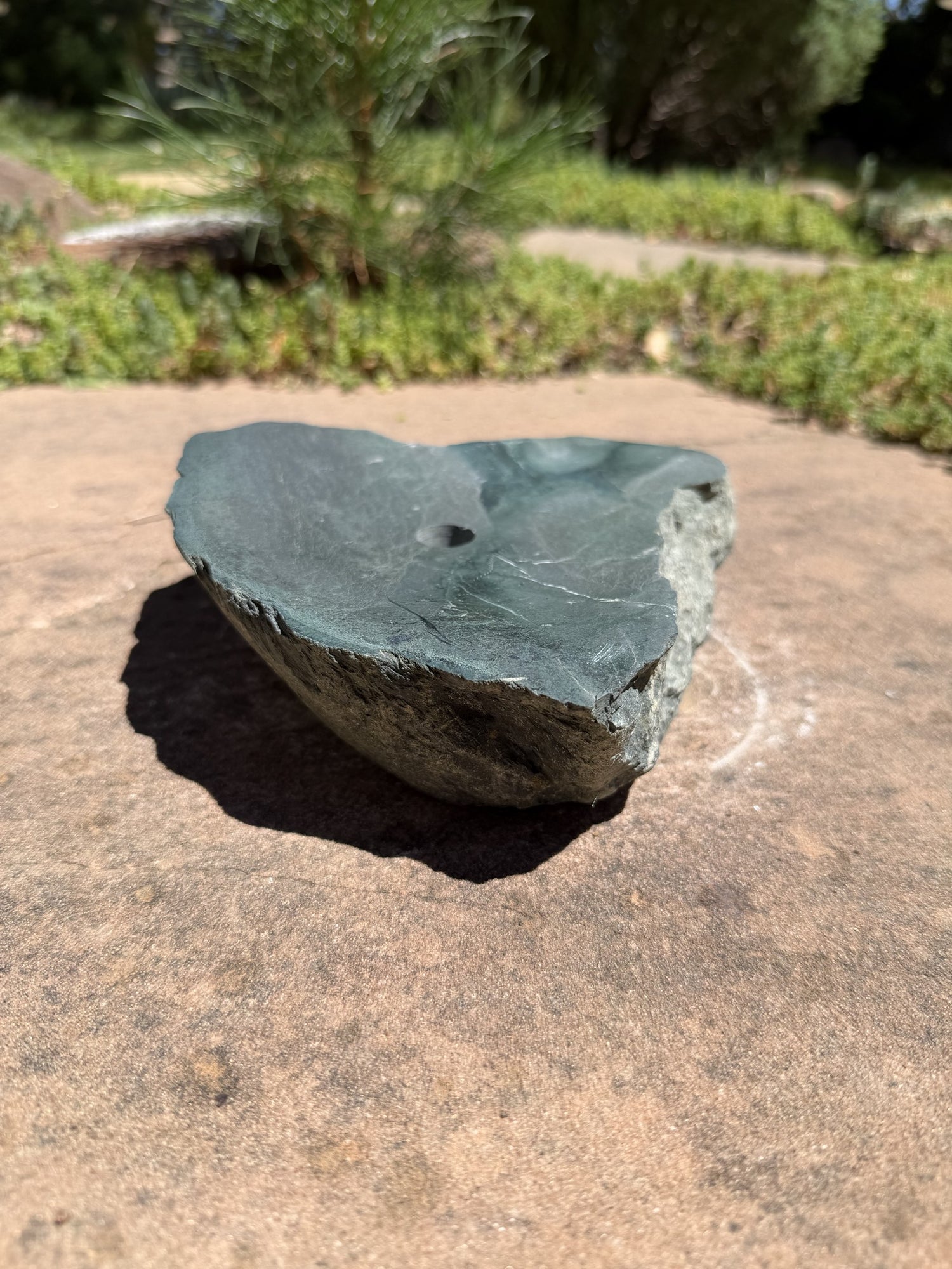 Hand-Polished Stone Bird Bath - Smooth River Rock for a Bubbling Fountain (7"x7"x2")