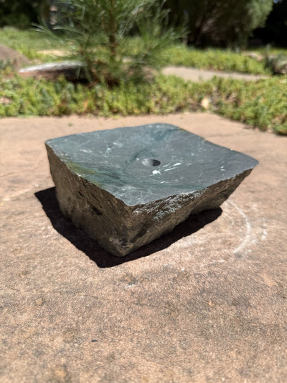 Hand-Polished Stone Bird Bath - Smooth River Rock for a Bubbling Fountain (6"x6"x2-1/2")