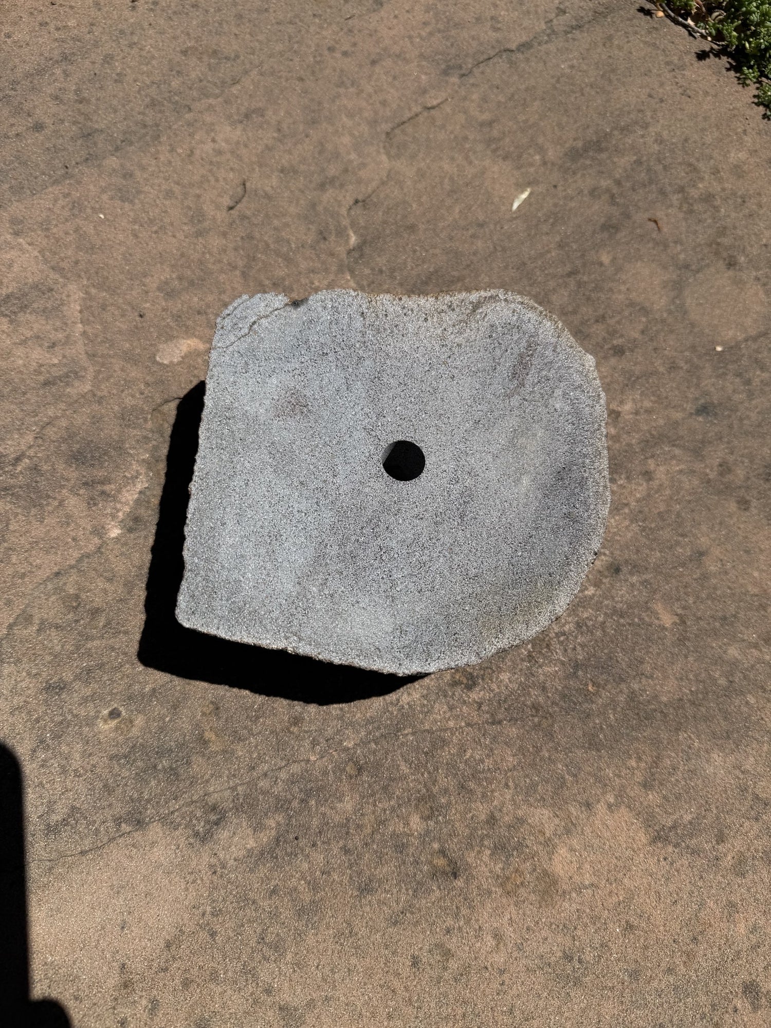 Drilled Rock Bird Bath Fountain - Natural Bubbling Stone for Hummingbirds (6" wide, 2-1/2" tall)