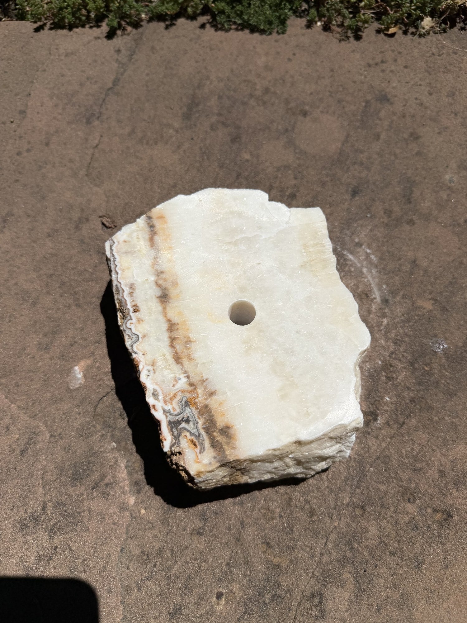Hand-Polished Stone Bird Bath - Smooth River Rock for a Bubbling Fountain (7"x6"x2-1/2")