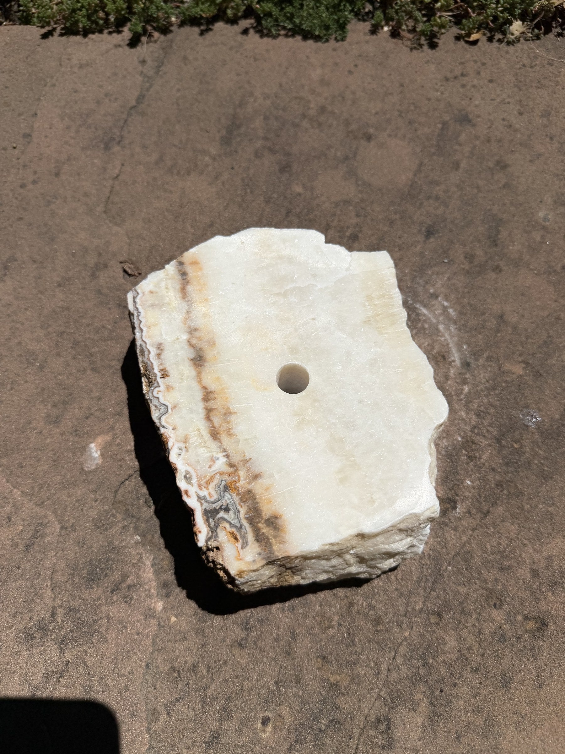 Hand-Polished Stone Bird Bath - Smooth River Rock for a Bubbling Fountain (7"x6"x2-1/2")