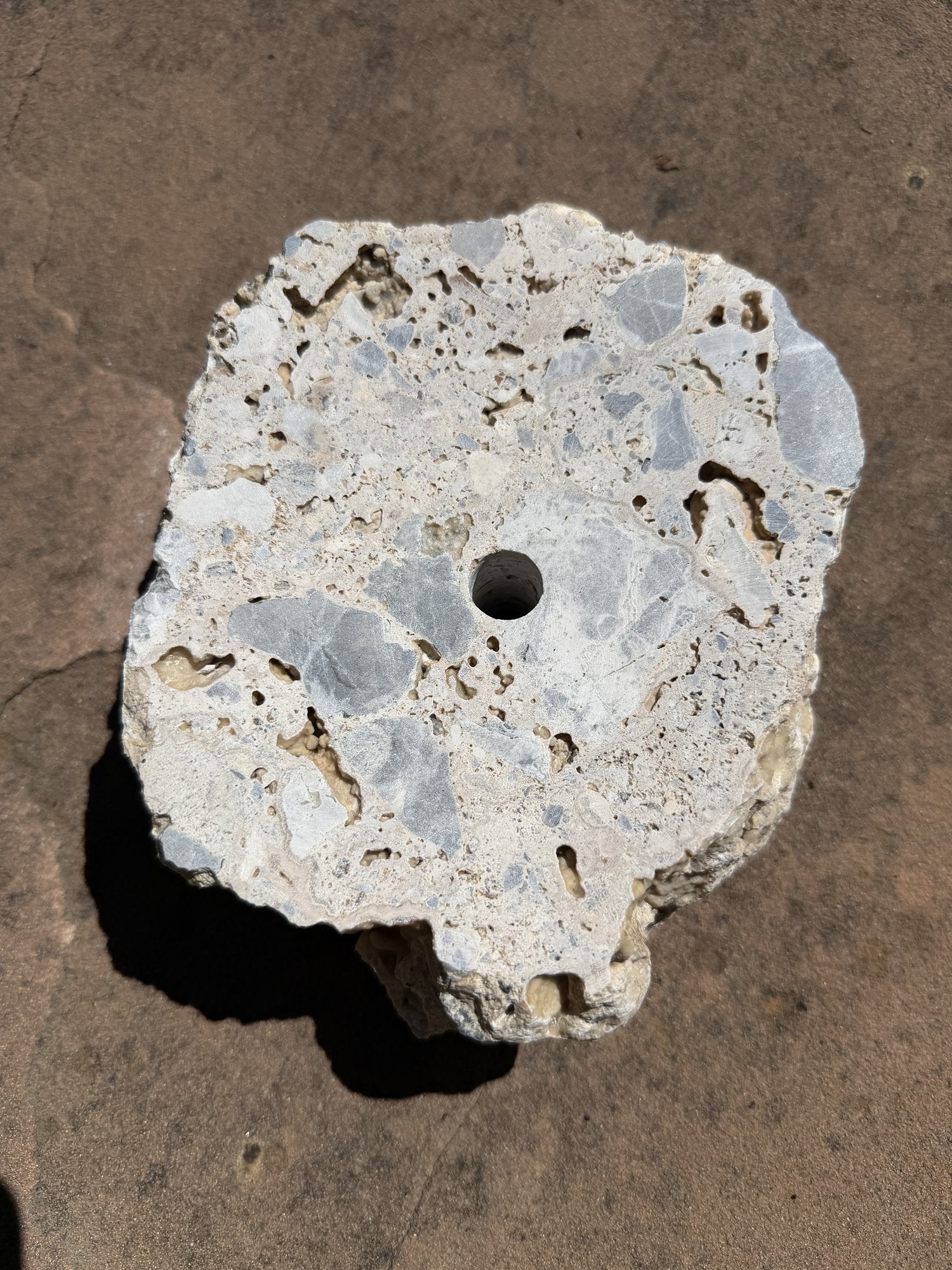 Drilled Rock Bird Bath Fountain - Natural Bubbling Stone for Hummingbirds (7"x6"x3")