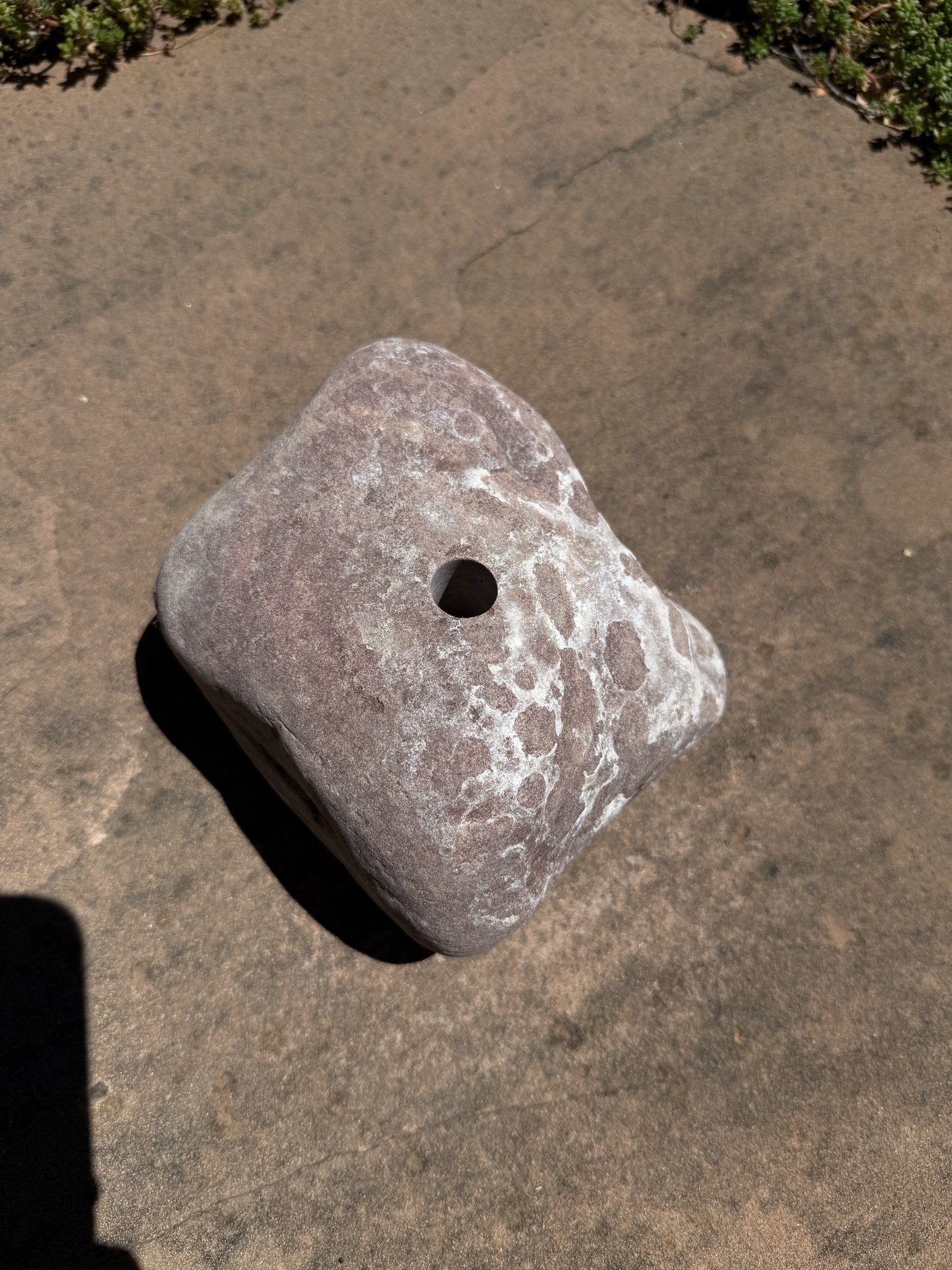 Natural Fountain Stone - Round River Rock Bird Bath for a Bubbling Fountain (6" tall)